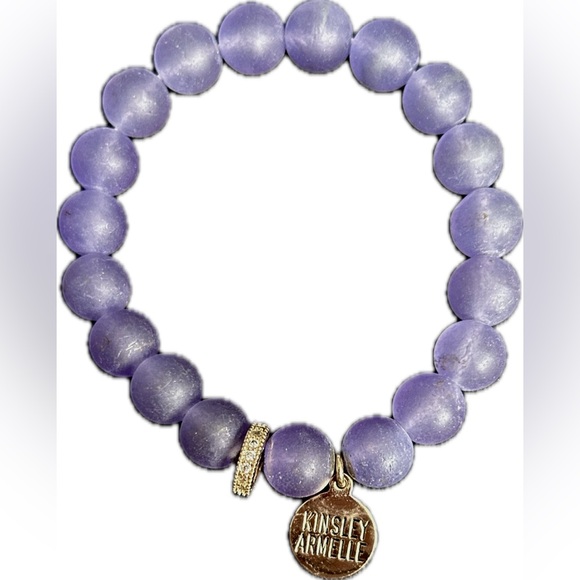 Kinsley Armelle Jewelry - Kinsley Armelle Purple Beaded Bracelet with Gold Charm